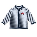 HelloBaby Erkek Bebek Yenidoğan Hırka Bisiklet Yaka Uzun Kol - Beyaz Baskılı
