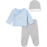 Hellobaby Erkek Bebek Zıbın-Şapka-Alt Ayı Baskılı Çıtçıtlı V Yaka Uzun Kol Patikli - 3 - 6 Ay - Mavi