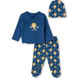 Hellobaby Erkek Bebek Zıbın-Şapka-Alt Taşıtlar Baskılı Çıtçıtlı V Yaka Uzun Kol Patikli - 1 - 3 Ay - Lacivert