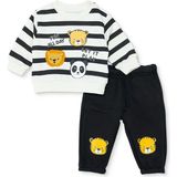 Hellobaby Erkek Çocuk Eşofman Takımı Ekru Yumuşak Dokuma Kumaş Lastikli Paça 6 - 9 Ay
