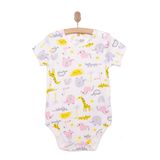 HelloBaby Hayvan Desenli Kısa Kol Body Kız Bebek - Ekru