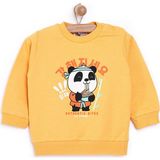 HelloBaby HelloBaby Basic Panda Desenli Bebek Sweatshirt Erkek Bebek - 6 Ay - Koyu Sarı