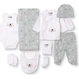 Hellobaby Hellobaby Erkek Bebek 10LU Hastane Çıkışı Hayvan Baskılı Çıtçıtlı V Yaka Uzun Paça Uzun Kol - Yeşil - Yenidoğan
