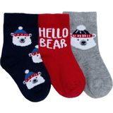 Hellobaby Hellobaby Erkek Bebek 3lü Soket Çorap - 1 - 2 Yaş - Kırmızı