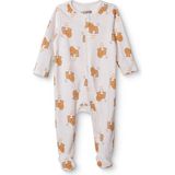 Hellobaby Hellobaby Erkek Bebek Patikli Tulum Hayvan Baskılı Fermuarlı Bisiklet Yaka Uzun Paça Uzun Kol - Bej - 1 - 3 Ay