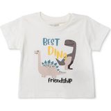 Hellobaby Hellobaby Erkek Bebek Tshirt Dinozor Baskılı Bisiklet Yaka Kısa Kol - Ekru - 6 - 9 Ay