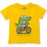 Hellobaby Hellobaby Erkek Bebek Tshirt Hayvan Baskılı Bisiklet Yaka Kısa Kol - Sarı - 18 - 24 Ay
