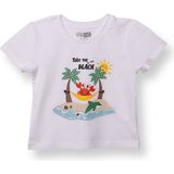 Hellobaby Hellobaby Erkek Bebek Tshirt Palmiyeli Bisiklet Yaka Kısa Kol - Beyaz - 3 - 6 Ay