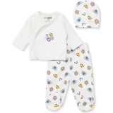 Hellobaby Hellobaby, Erkek, Zıbın-Şapka-Patikli Alt, Hayvan Baskılı, Çıtçıtlı, Zarf Yaka, Uzun Paça, Uzun Kol - Bej - 3 - 6 Ay