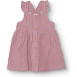 Hellobaby Hellobaby Kız Bebek Elbise Çiçek Baskılı Düğmeli Vintage Girl Bisiklet Yaka Kısa Paça Ip Askılı - 4 - 5 Yaş - Gül Kurusu