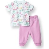 Hellobaby Hellobaby Kız Bebek Tshirt-Patiksiz Alt Çiçek Baskılı Çıtçıtlı Bisiklet Yaka Uzun Paça Kısa Kol - 6 Ay - Açık Mavi