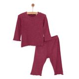 HelloBaby HelloBaby Kız Bebek Uzun Kol Pijama Takımı Çıtçıtlı Bisiklet Yaka Uzun Paça Uzun Kol