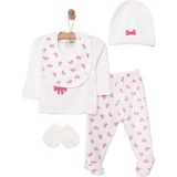HelloBaby Kız 5li Askı Hastane Çıkışı Kız Bebek - Yenidoğan - Ekru
