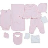 Hellobaby Kız Bebek 10LU Hastane Çıkışı Çiçek Baskılı Çıtçıtlı V Yaka Uzun Kol Patikli - Yenidoğan - Pembe