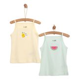 HelloBaby Kız Bebek 2li Atlet Bisiklet Yaka İp Askılı Sarı -