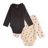 HelloBaby Kız Bebek 2li Uzun Kol Body Çıtçıtlı Yaka - Antrasit