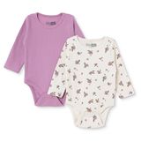 HelloBaby Kız Bebek 2li Uzun Kol Body Zarf Yaka - Pembe