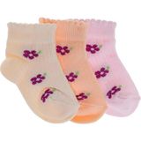 Hellobaby Kız Bebek 3lü Bilek Çorap Çiçek Baskılı - 6-12 Ay - Pembe