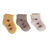 HelloBaby Kız Bebek 3lü Bilek Çorap Çiçek Baskılı - Bej