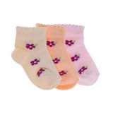HelloBaby Kız Bebek 3lü Bilek Çorap Çiçek Baskılı - Pembe