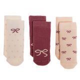 HelloBaby Kız Bebek 3lü Havlu Çorap Fiyonk Baskılı - Mürdüm