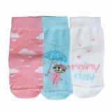 HelloBaby Kız Bebek 3lü Kaydırmaz Çorap Kalp Baskılı - Pembe