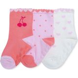 Hellobaby Kız Bebek 3lü Kaydırmaz Çorap Meyve Baskılı - 1 - 2 Yaş - Pembe