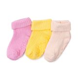 HelloBaby Kız Bebek 3lü Kıvrık Çorap - Açık Pembe