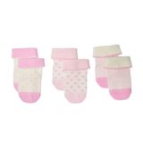 HelloBaby Kız Bebek 3lü Kıvrık Çorap Çizgili - Açık Pembe