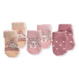 HelloBaby Kız Bebek 3lü Kıvrık Çorap Gökyüzü Baskılı - Pembe