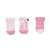 HelloBaby Kız Bebek 3lü Kıvrık Çorap Hayvan Baskılı - Pembe