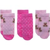 Hellobaby Kız Bebek 3lü Soket Çorap Ayı Baskılı - 2 - 2,5 Yaş - Pembe
