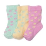 HelloBaby Kız Bebek 3lü Soket Çorap Çiçek Baskılı - Yeşil
