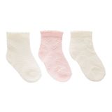 HelloBaby Kız Bebek 3lü Soket Çorap Çizgili - Ekru