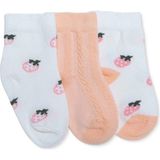 Hellobaby Kız Bebek 3lü Soket Çorap Fiyonk Baskılı - 0 - 6 Ay - Somon