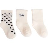 Hellobaby Kız Bebek 3lü Soket Çorap Fiyonk Baskılı - 2 - 2,5 Yaş - Pudra
