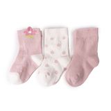 HelloBaby Kız Bebek 3lü Soket Çorap Fiyonk Baskılı - Pembe