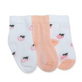 HelloBaby Kız Bebek 3lü Soket Çorap Fiyonk Baskılı - Somon