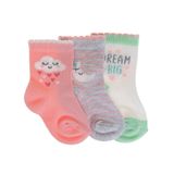 HelloBaby Kız Bebek 3lü Soket Çorap Gökyüzü Baskılı - Pembe