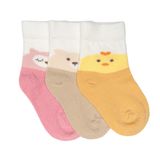 HelloBaby Kız Bebek 3lü Soket Çorap Hayvan Baskılı - Sarı