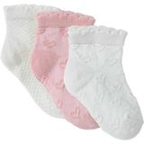 Hellobaby Kız Bebek 3lü Soket Çorap Kalp Baskılı - 0 - 6 Ay - Pembe