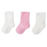 HelloBaby Kız Bebek 3lü Soket Çorap Kalp Baskılı - Pembe