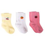 HelloBaby Kız Bebek 3lü Soket Çorap Meyve Baskılı - Pembe