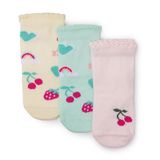 HelloBaby Kız Bebek 3lü Soket Çorap Meyve Baskılı - Sarı