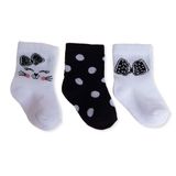 HelloBaby Kız Bebek 3lü Soket Çorap Puantiye Baskılı - Beyaz