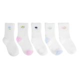 HelloBaby Kız Bebek 5li Soket Çorap Çiçek Baskılı - Beyaz
