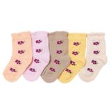 HelloBaby Kız Bebek 5li Soket Çorap Çiçek Baskılı - Lila