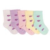 HelloBaby Kız Bebek 5li Soket Çorap Çiçek Baskılı - Mor