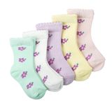 HelloBaby Kız Bebek 5li Soket Çorap Çiçek Baskılı - Mor