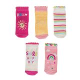 HelloBaby Kız Bebek 5li Soket Çorap Güneş Baskılı - Pembe